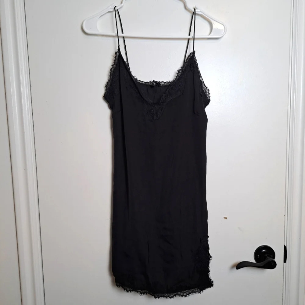 Urban Outfitters Black Lace-Trim Slip Chemise